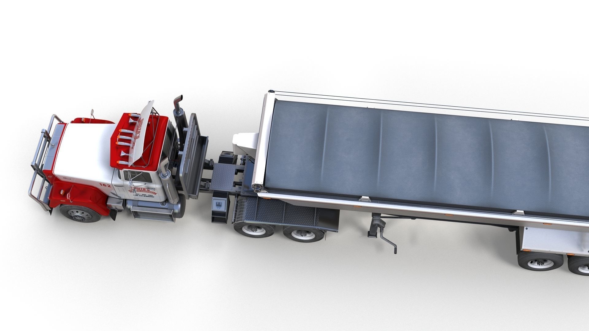 SuperLiner dump trailer truck Low-poly 3D model_9