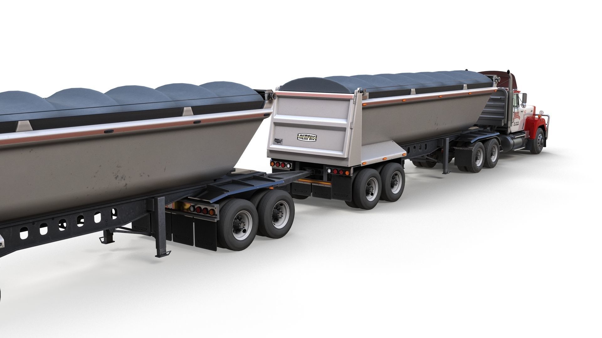 SuperLiner dump trailer truck Low-poly 3D model_10