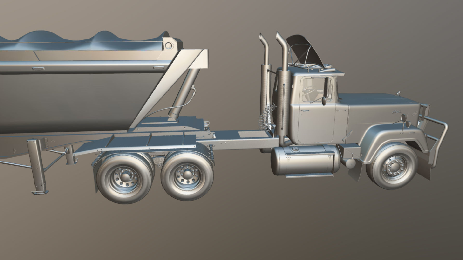 SuperLiner dump trailer truck Low-poly 3D model_42