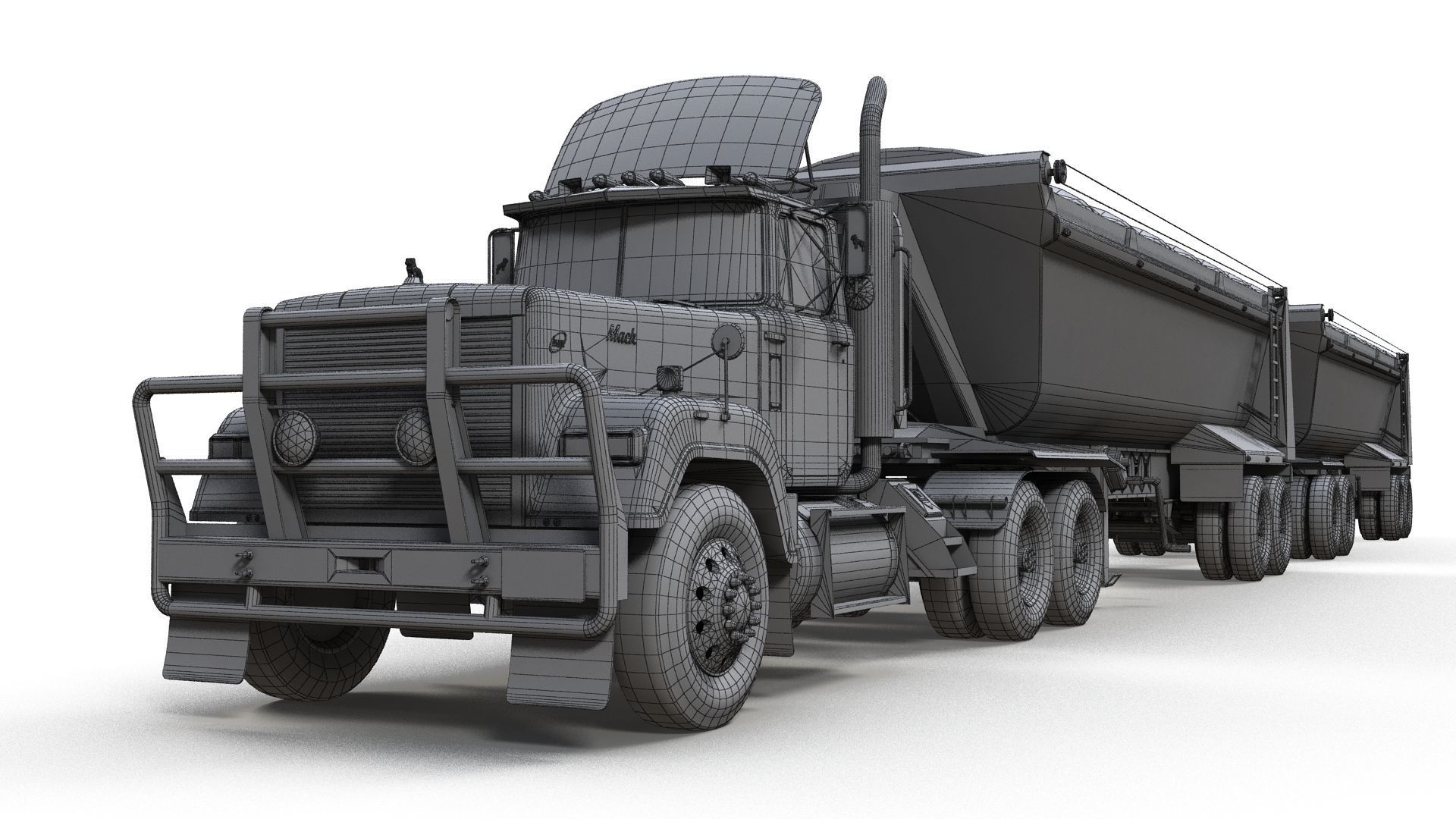 SuperLiner dump trailer truck Low-poly 3D model_20