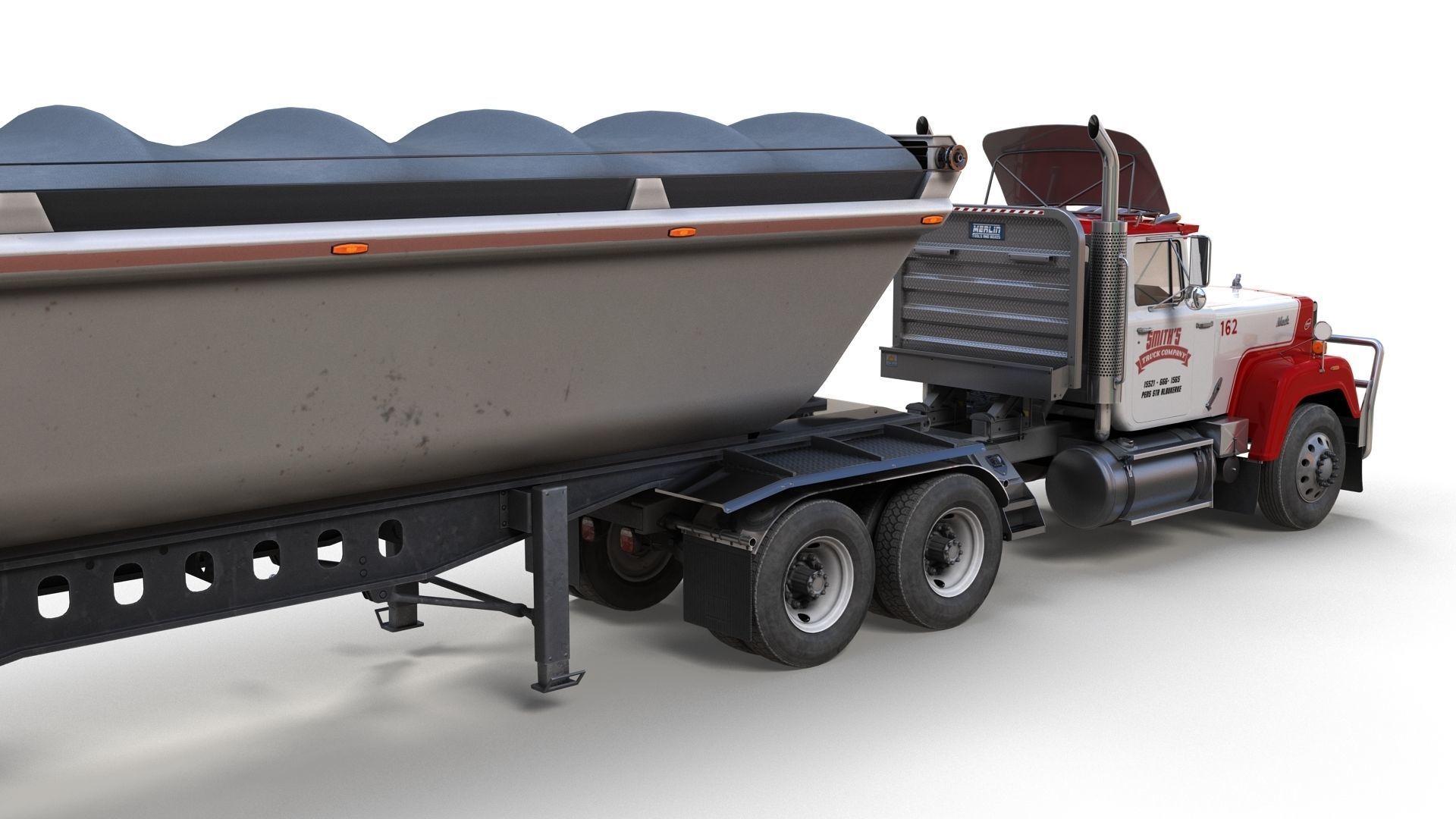 SuperLiner dump trailer truck Low-poly 3D model_6