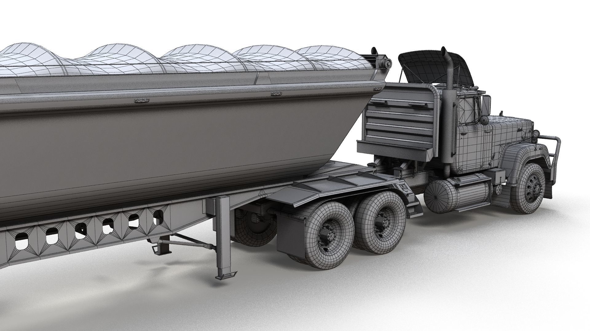 SuperLiner dump trailer truck Low-poly 3D model_14