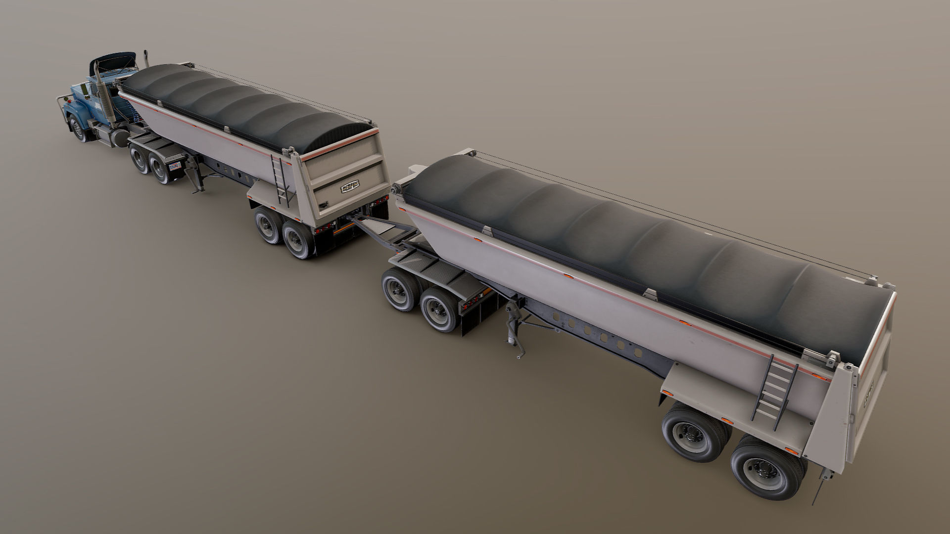 SuperLiner dump trailer truck Low-poly 3D model_27