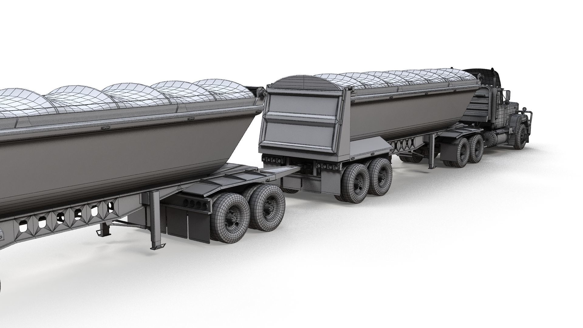 SuperLiner dump trailer truck Low-poly 3D model_18