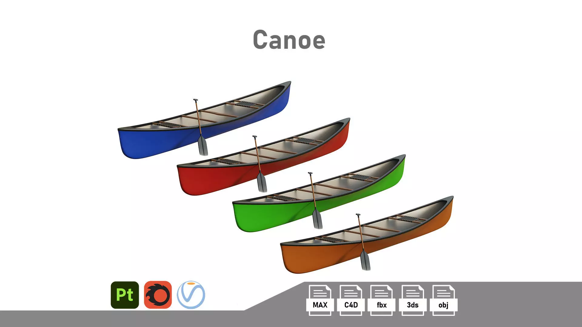 Canoe  Low-poly 3D model_0