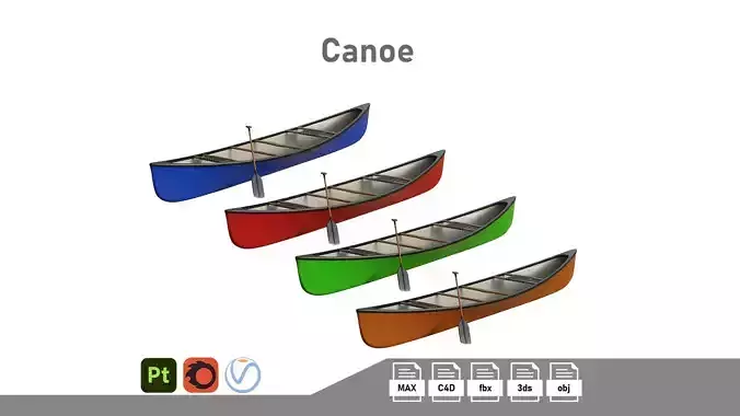 Canoe  Low-poly 3D model