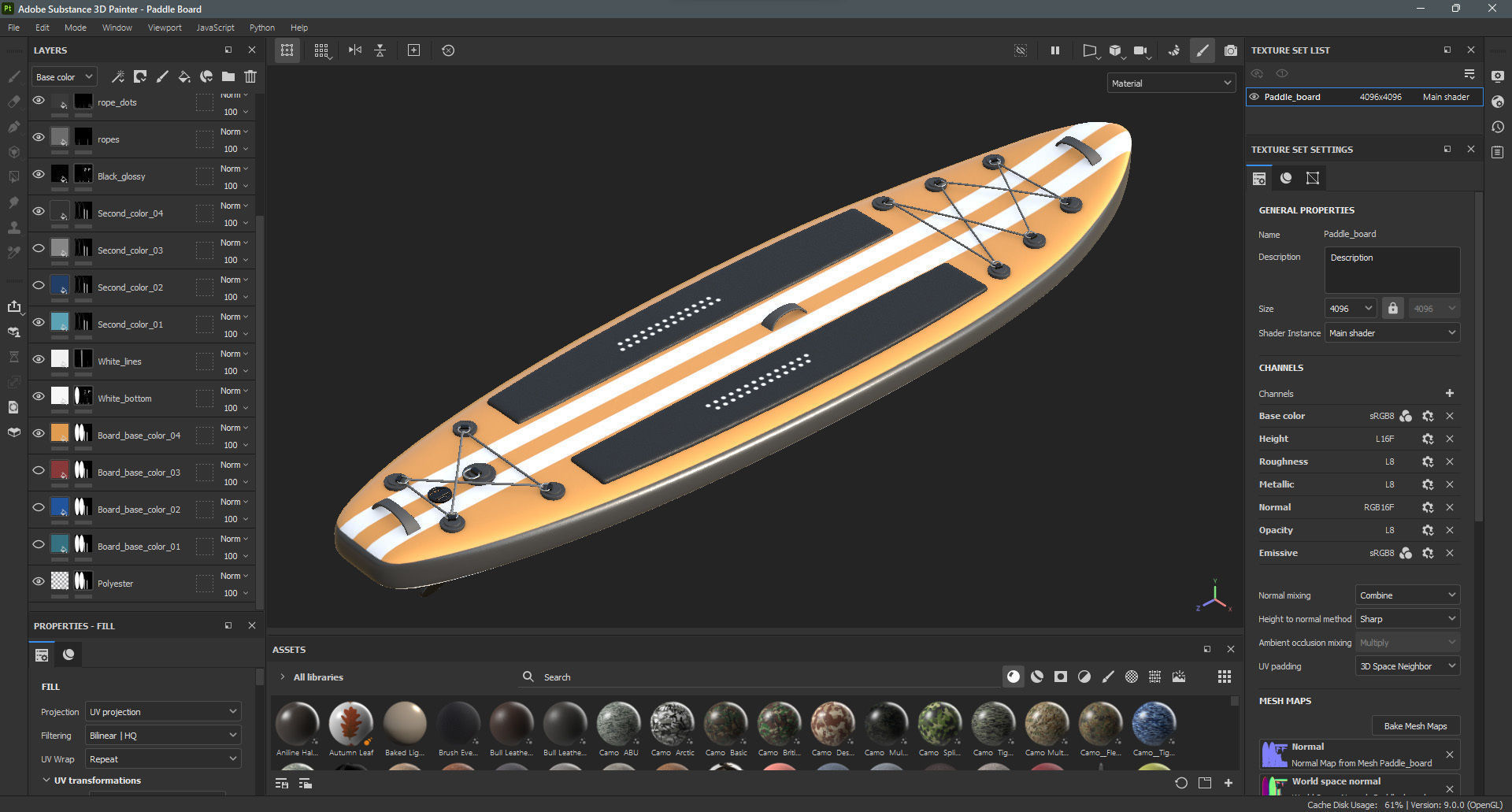 Paddle Board 4 colors collection Low-poly 3D model_15