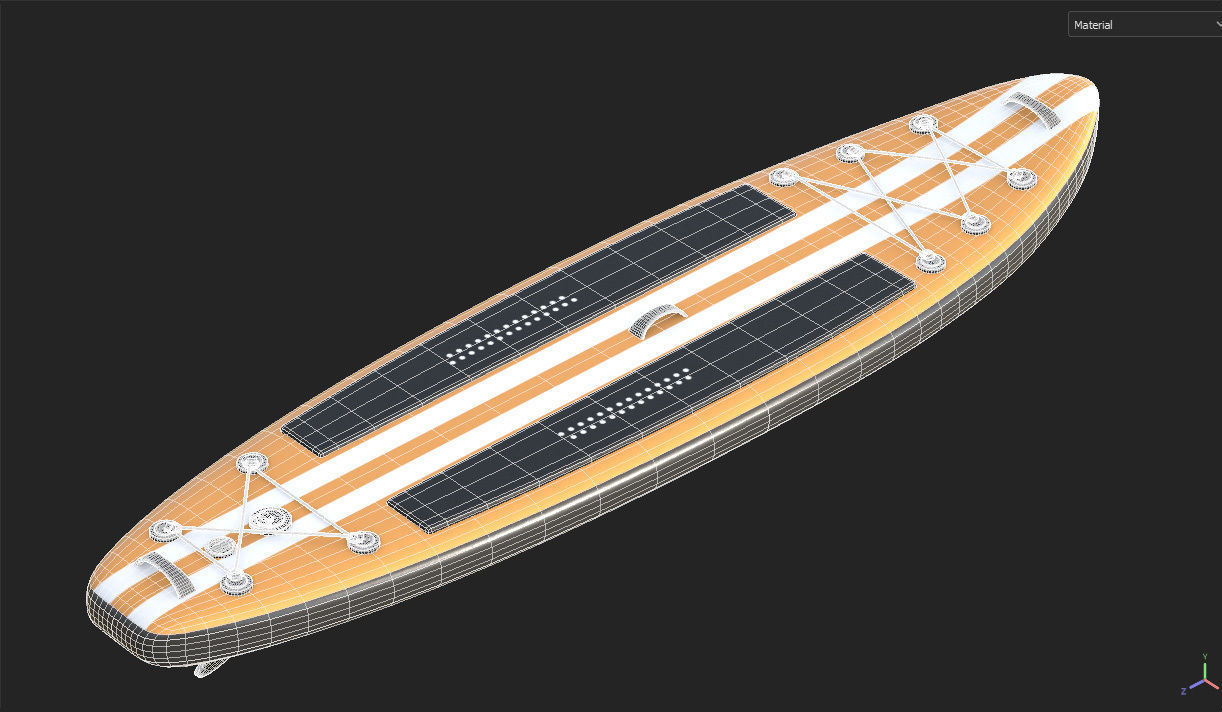 Paddle Board 4 colors collection Low-poly 3D model_16