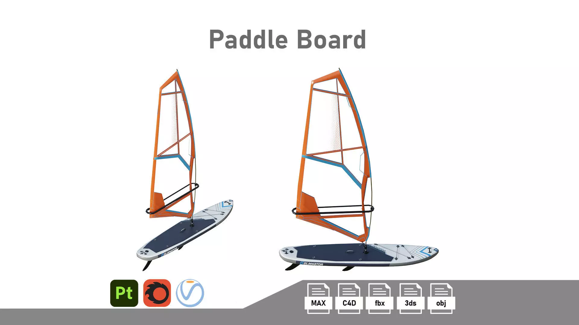 Gladiator Windsurfing Board Low-poly 3D model_0