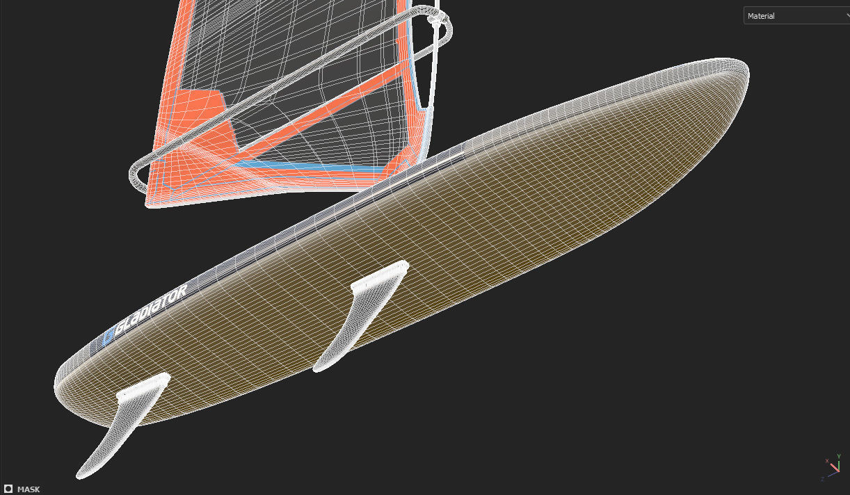 Gladiator Windsurfing Board Low-poly 3D model_21