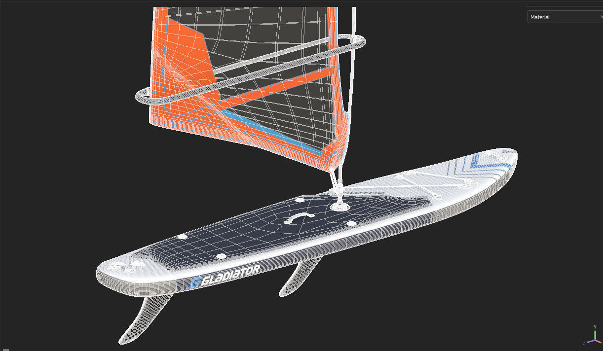 Gladiator Windsurfing Board Low-poly 3D model_20