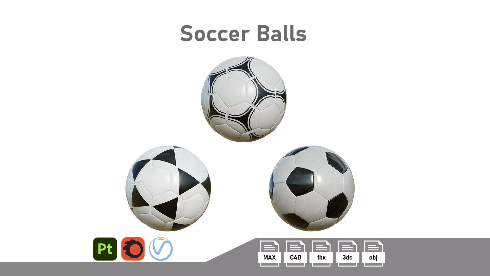 Soccer Balls Low-poly 3D model_0