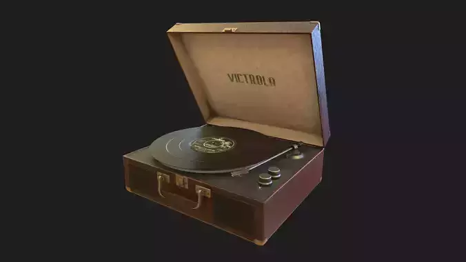 Retro Record Player Low-poly 3D model