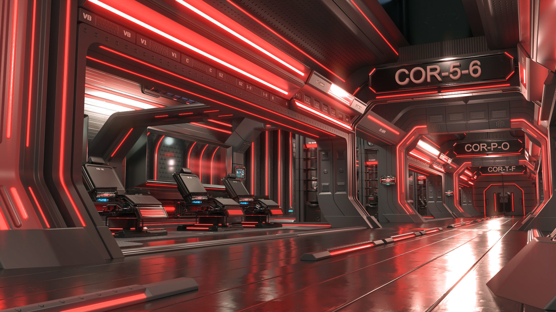 scifi modular interior space station 3D model_8