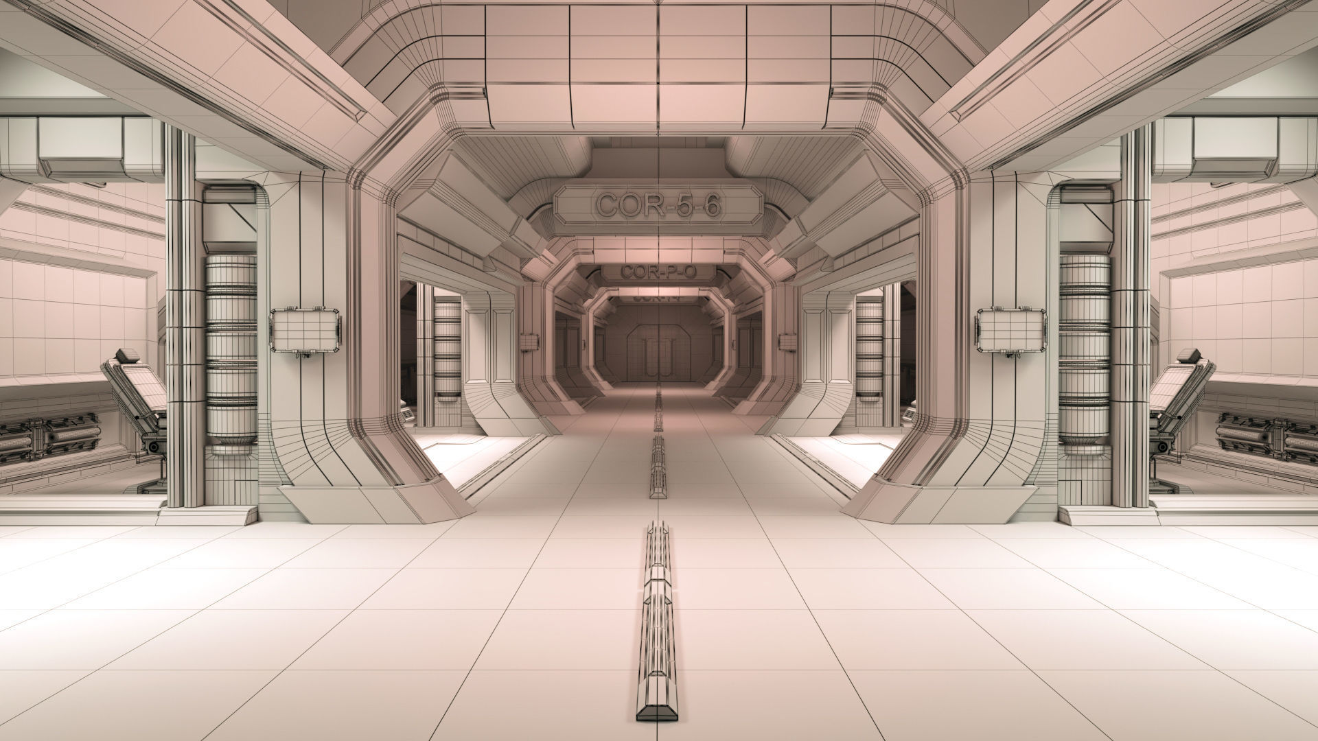 scifi modular interior space station 3D model_15