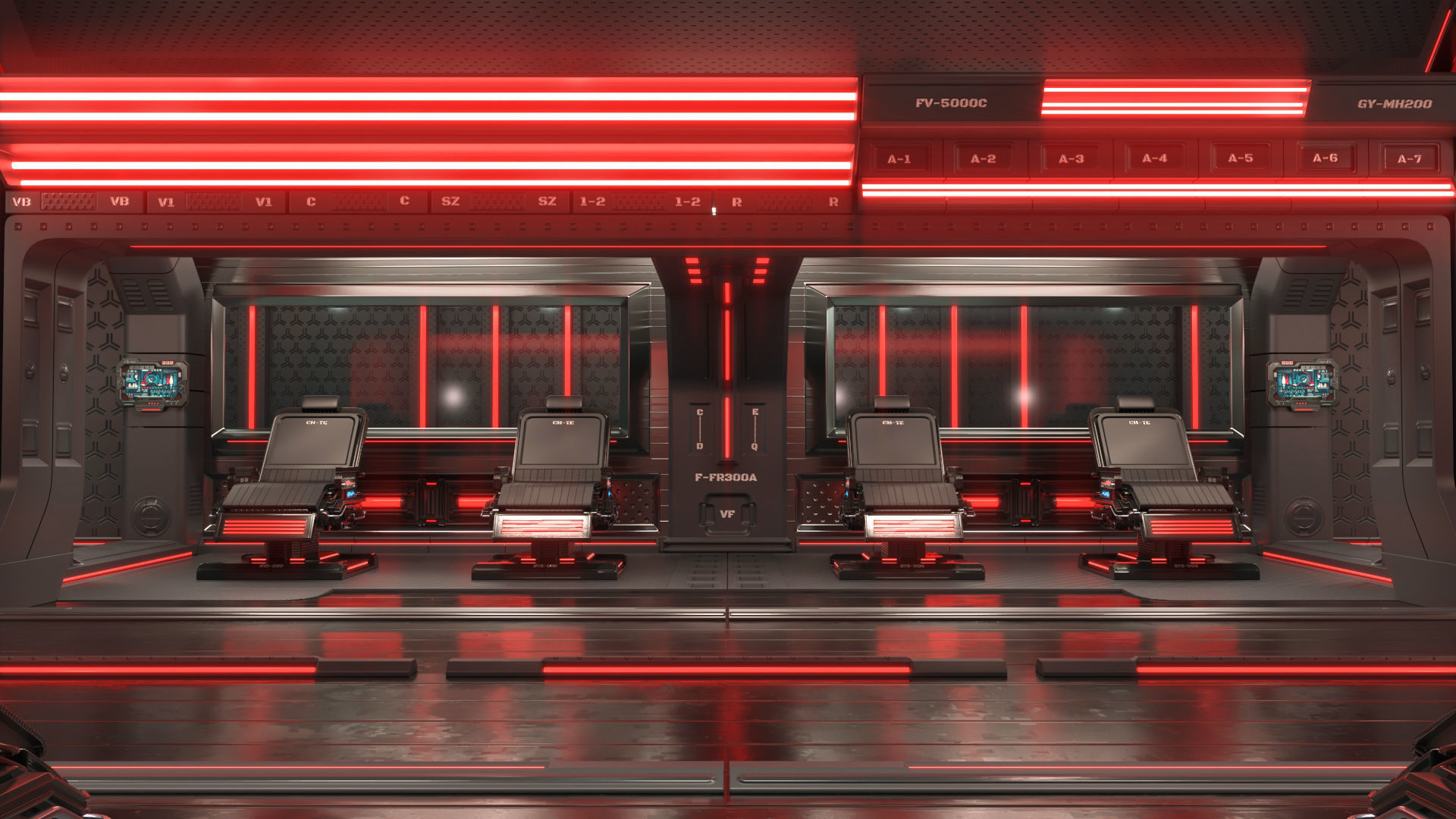 scifi modular interior space station 3D model_5