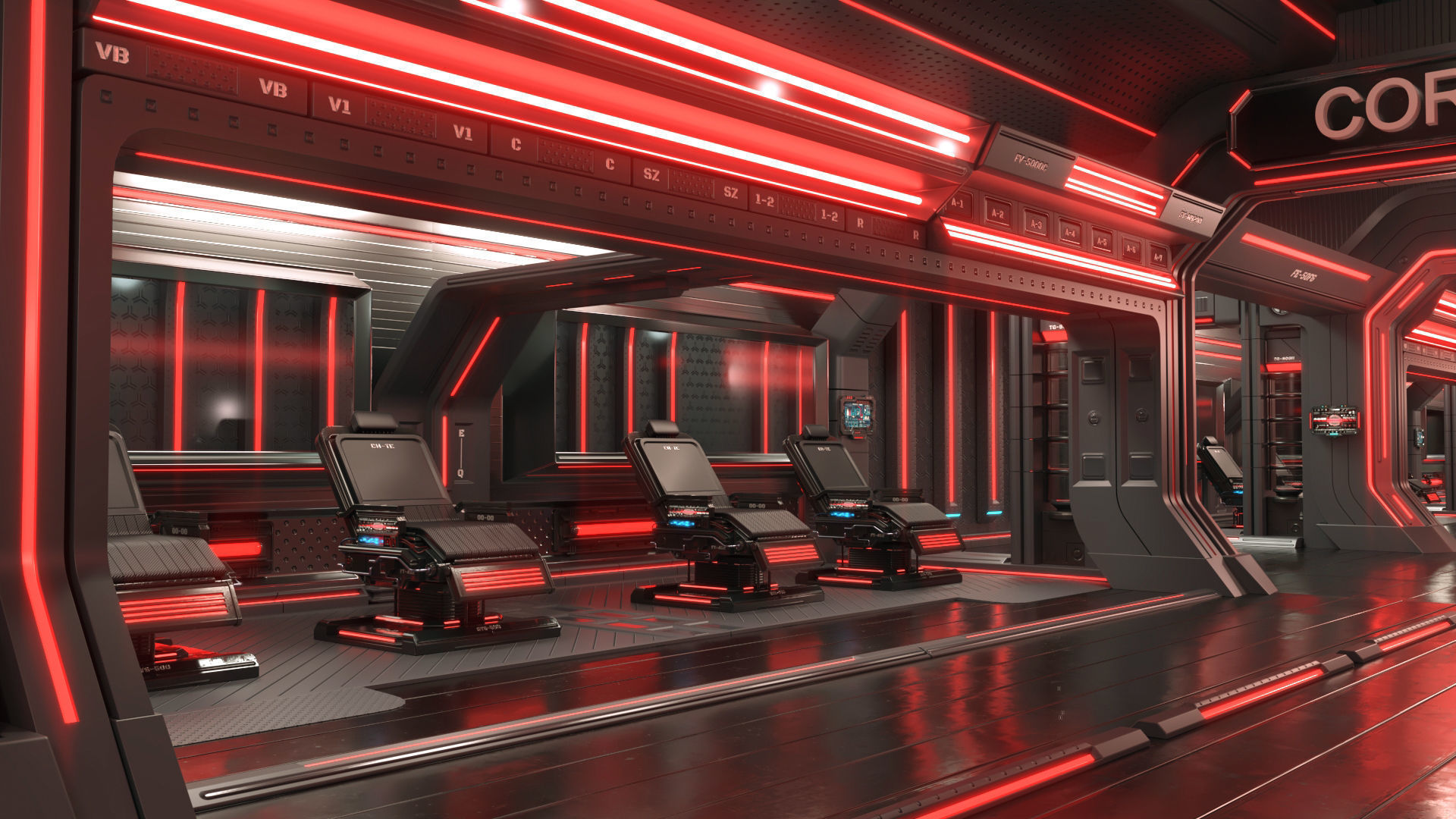 scifi modular interior space station 3D model_3