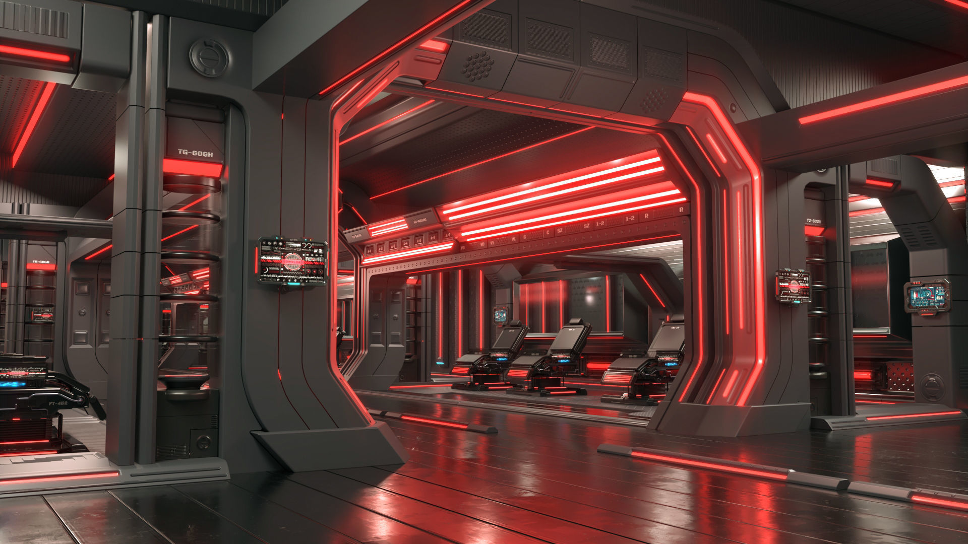scifi modular interior space station 3D model_4