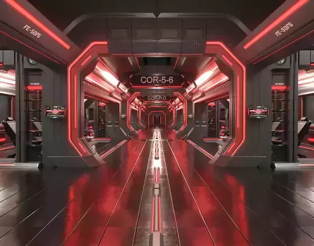 scifi modular interior space station 3D model