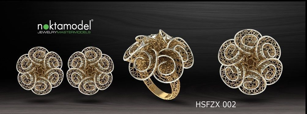 10 Half sets of Floral turkish model for ring Batch 01 3D print model_2