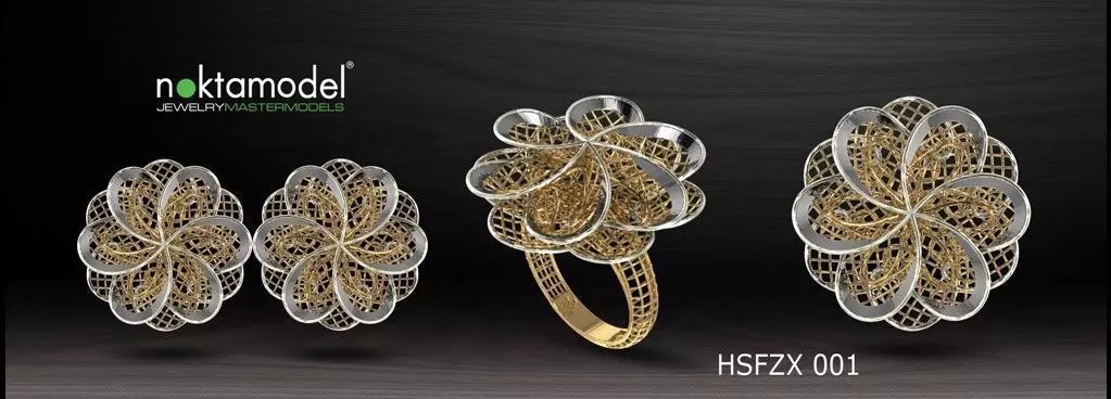 10 Half sets of Floral turkish model for ring Batch 01 3D print model_0