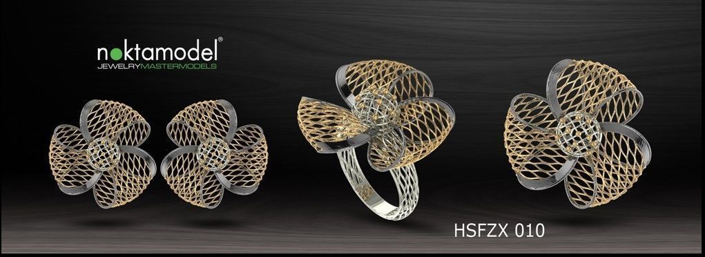 10 Half sets of Floral turkish model for ring Batch 01 3D print model_1