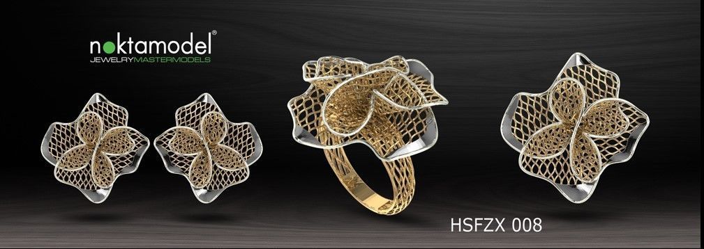 10 Half sets of Floral turkish model for ring Batch 01 3D print model_8