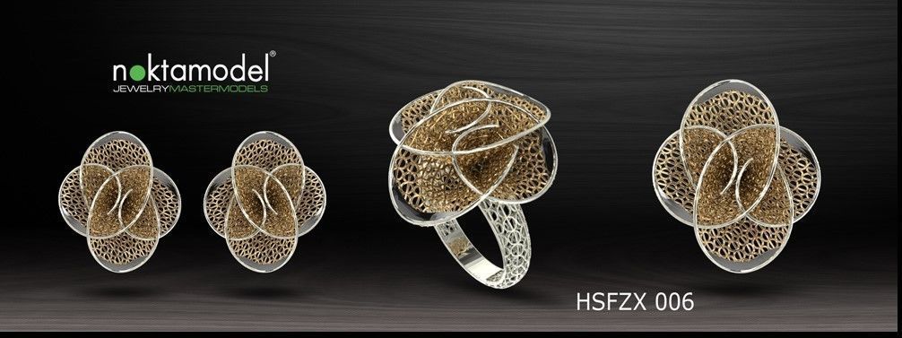 10 Half sets of Floral turkish model for ring Batch 01 3D print model_6