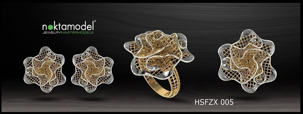 10 Half sets of Floral turkish model for ring Batch 01 3D print model_5