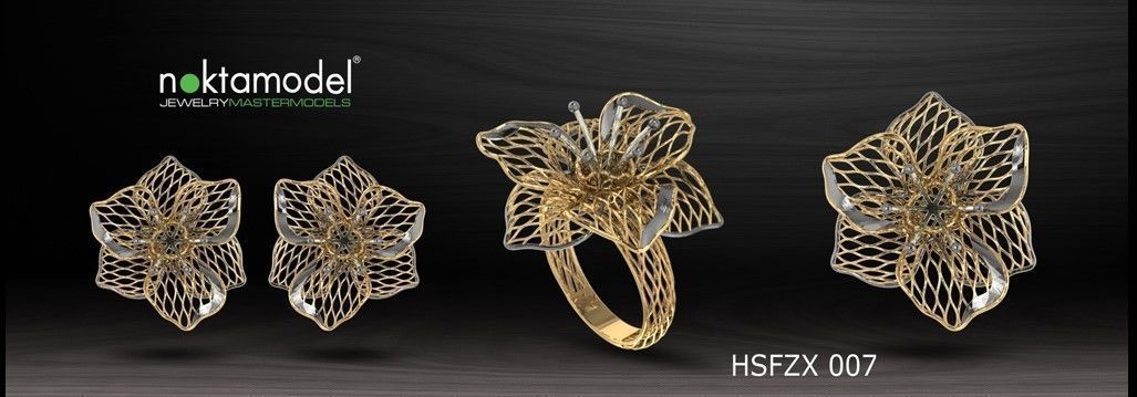 10 Half sets of Floral turkish model for ring Batch 01 3D print model_7