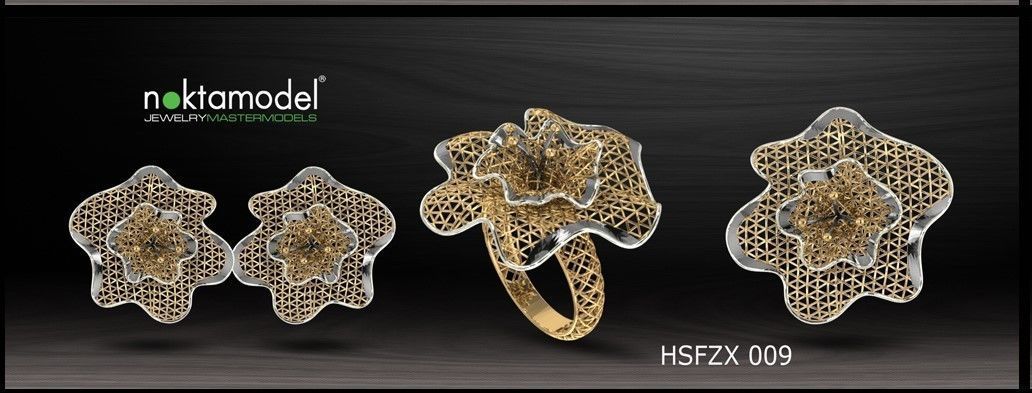 10 Half sets of Floral turkish model for ring Batch 01 3D print model_9