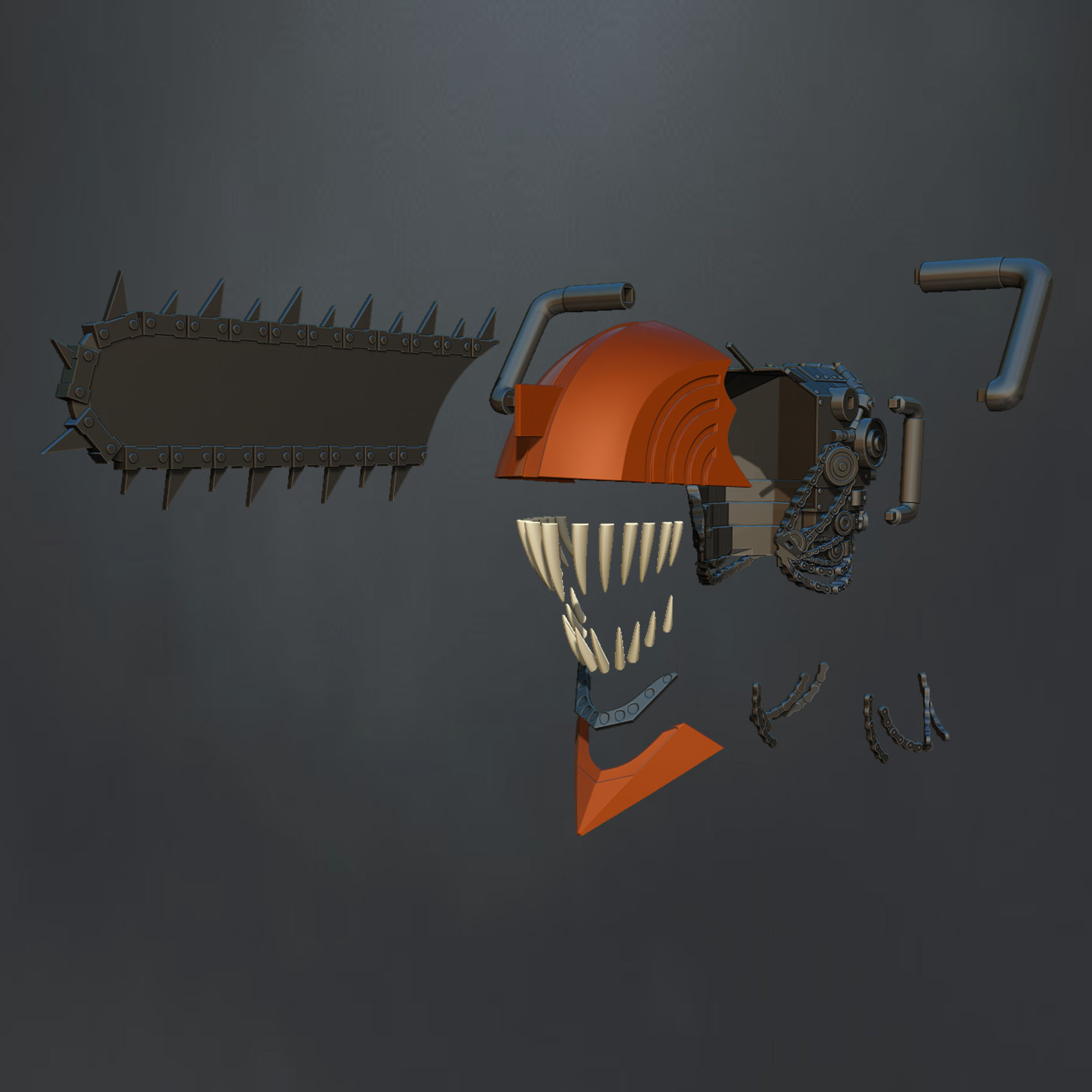 chainsaw man helmet 3d printable model 3D print model_7