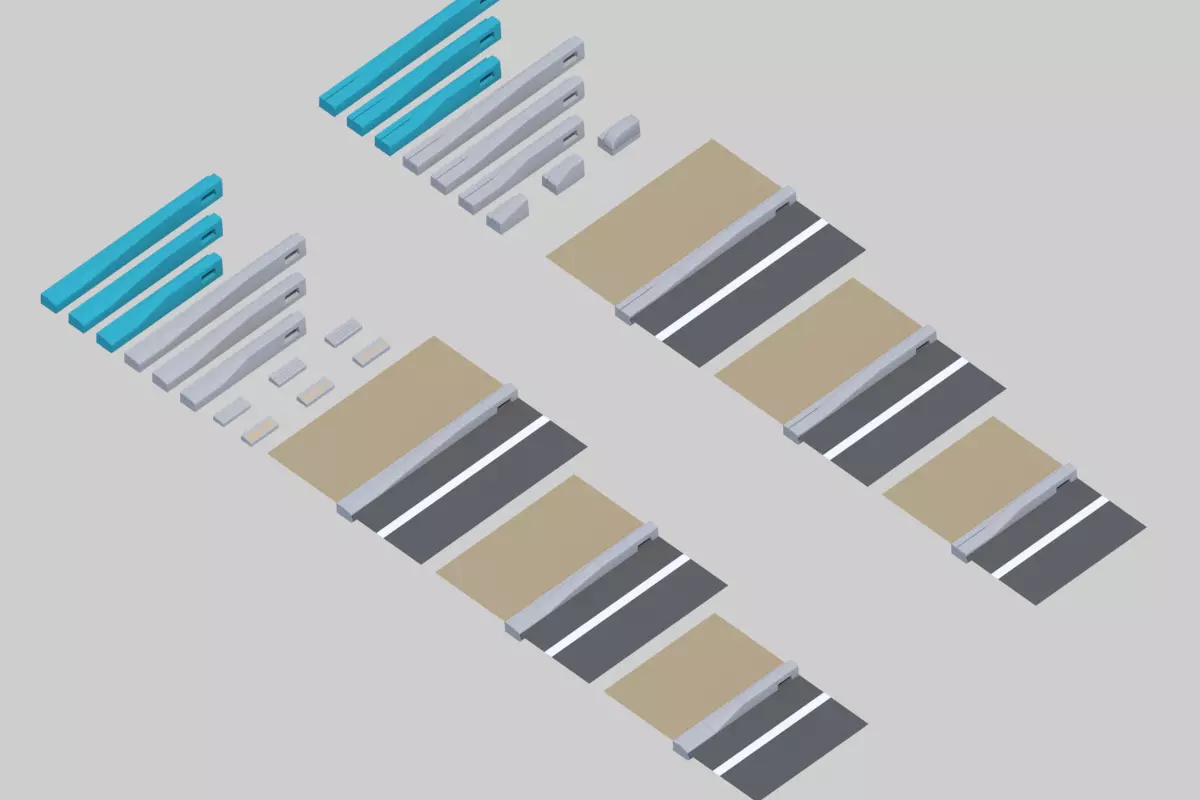 Curb double-sided sidewalk block 3D model