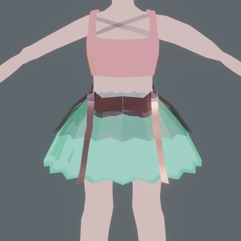 pink dress by blender  3D model_6