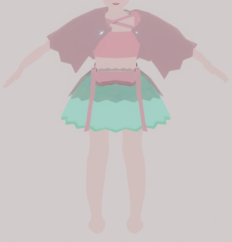 pink dress by blender  3D model_16