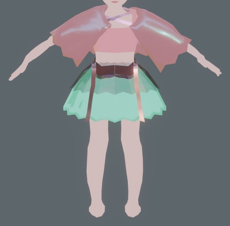 pink dress by blender  3D model_17