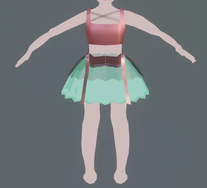 pink dress by blender  3D model_0