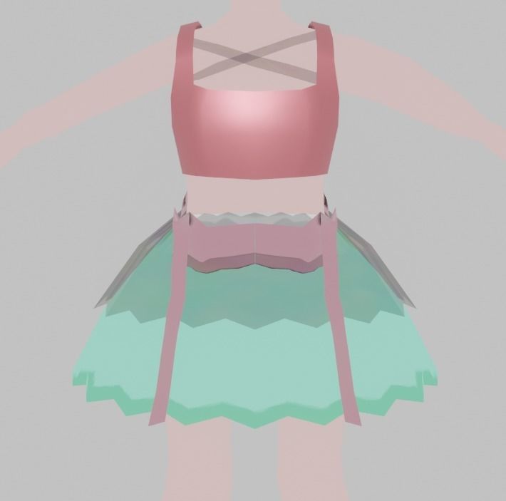 pink dress by blender  3D model_2
