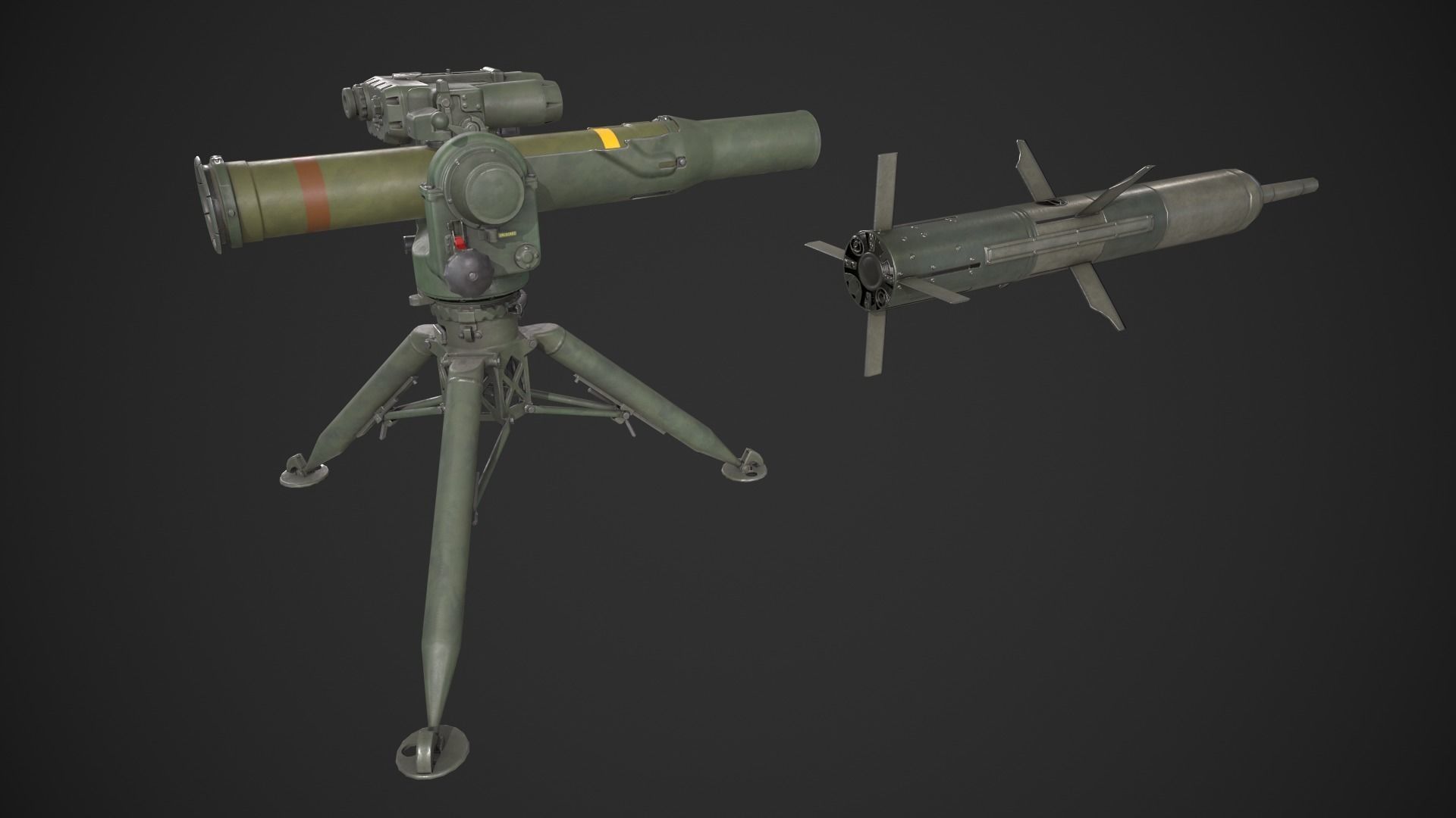 BGM-71 TOW ATGM Low-poly 3D model_1