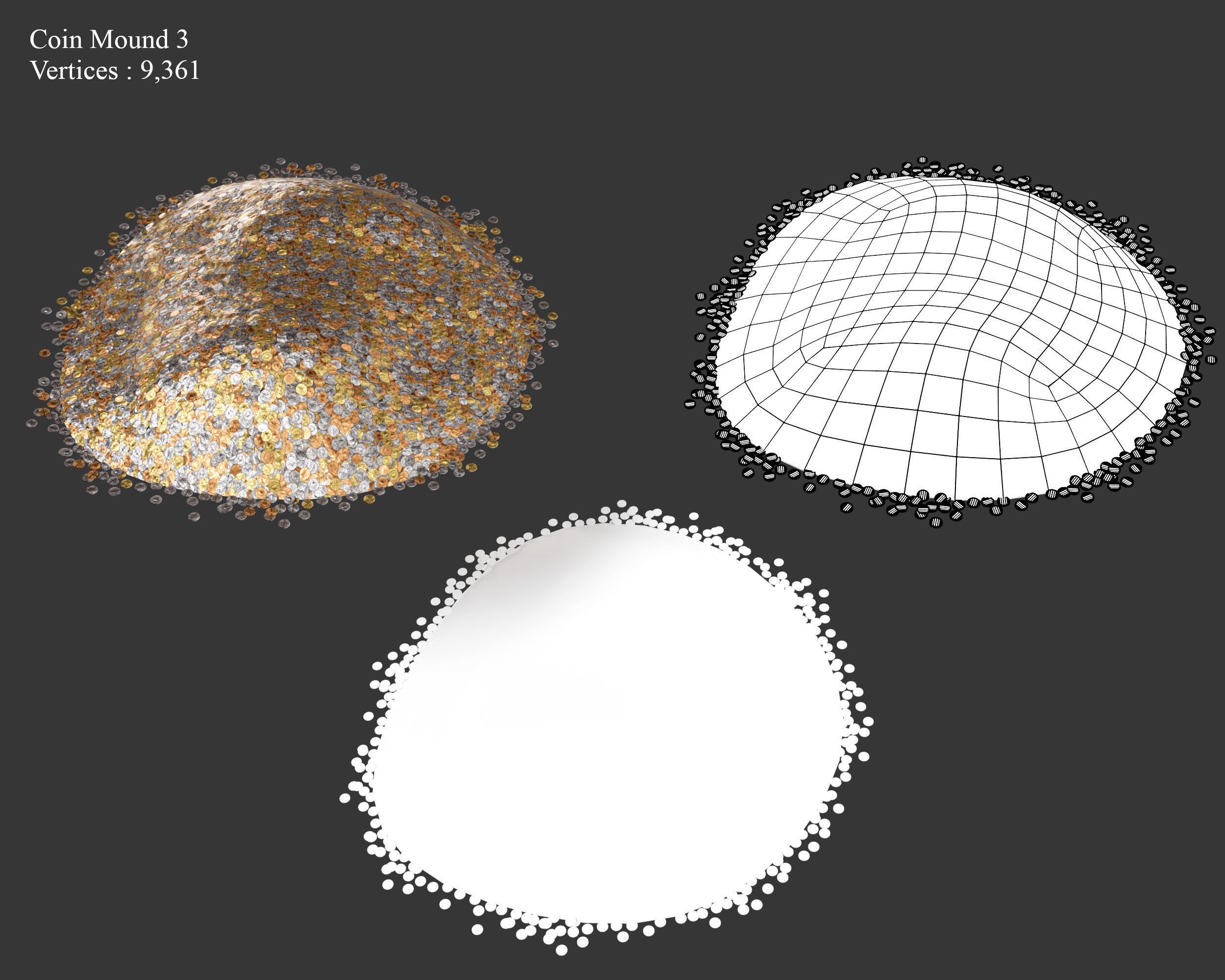 Medieval Treasure Coins Set Low-poly 3D model_14