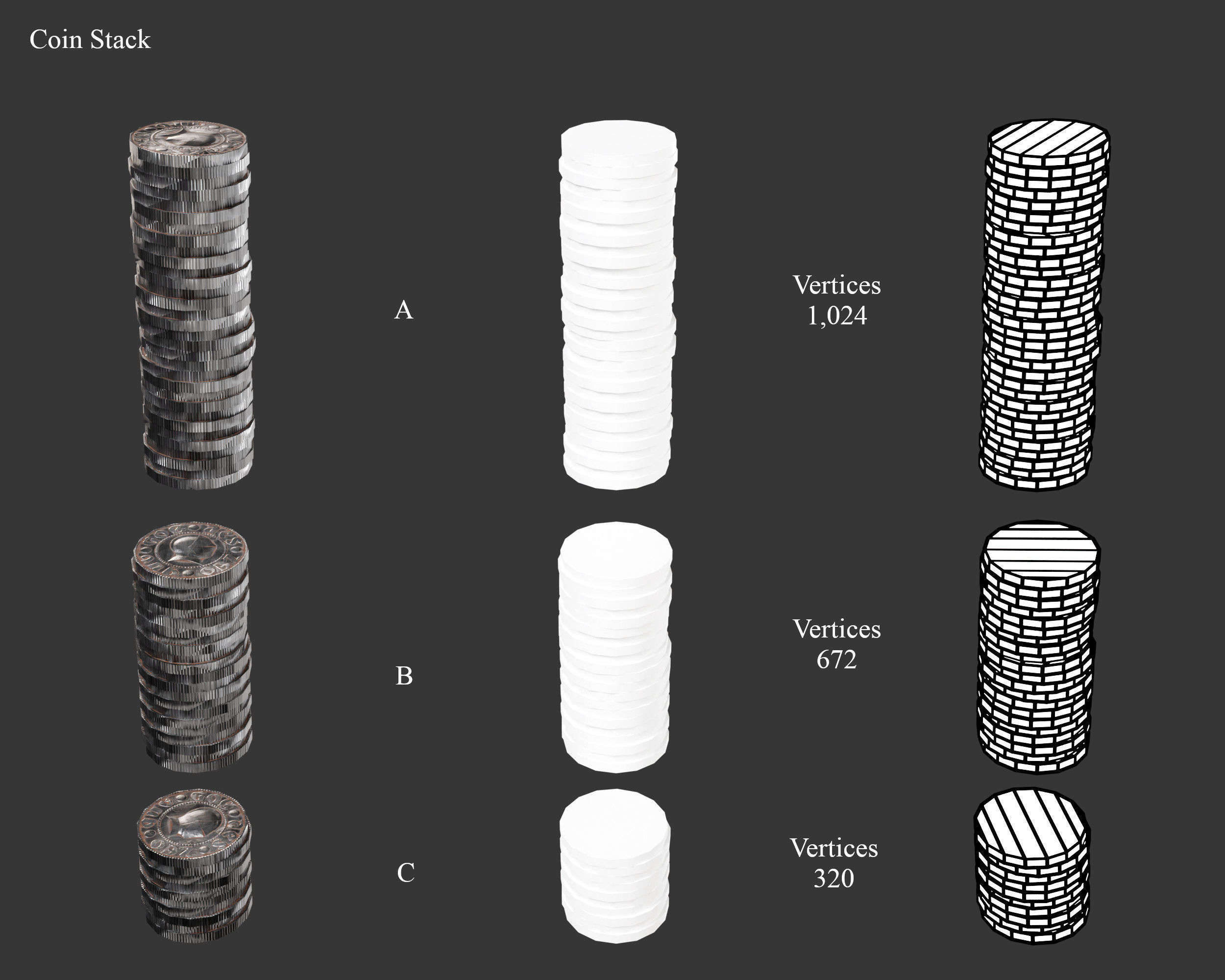 Medieval Treasure Coins Set Low-poly 3D model_5