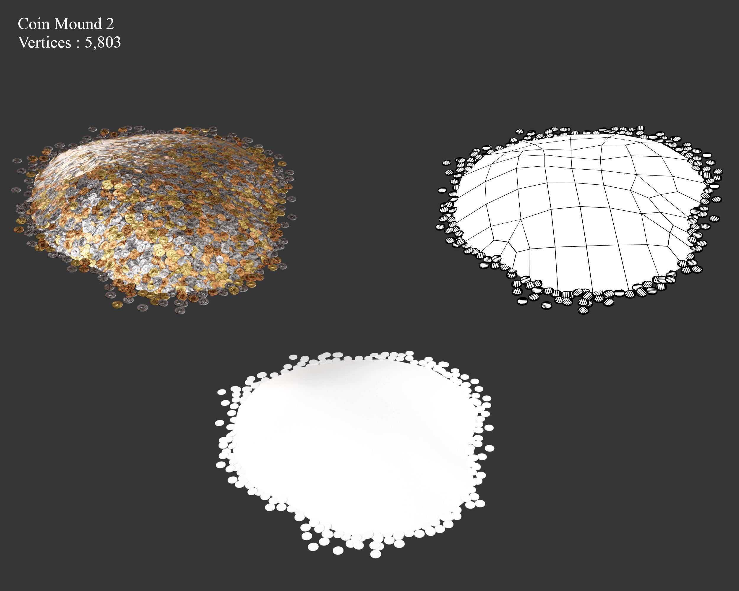 Medieval Treasure Coins Set Low-poly 3D model_13