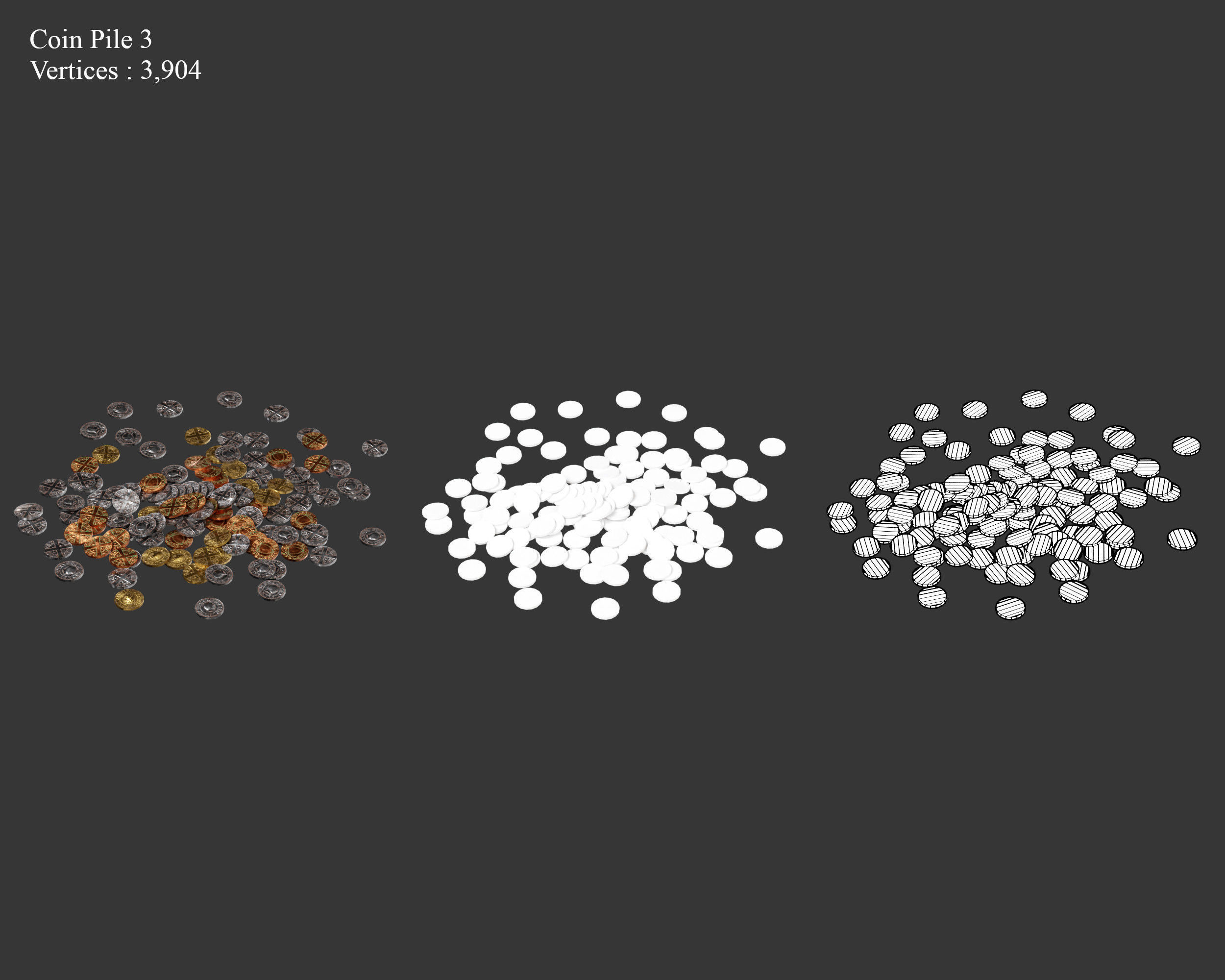 Medieval Treasure Coins Set Low-poly 3D model_11