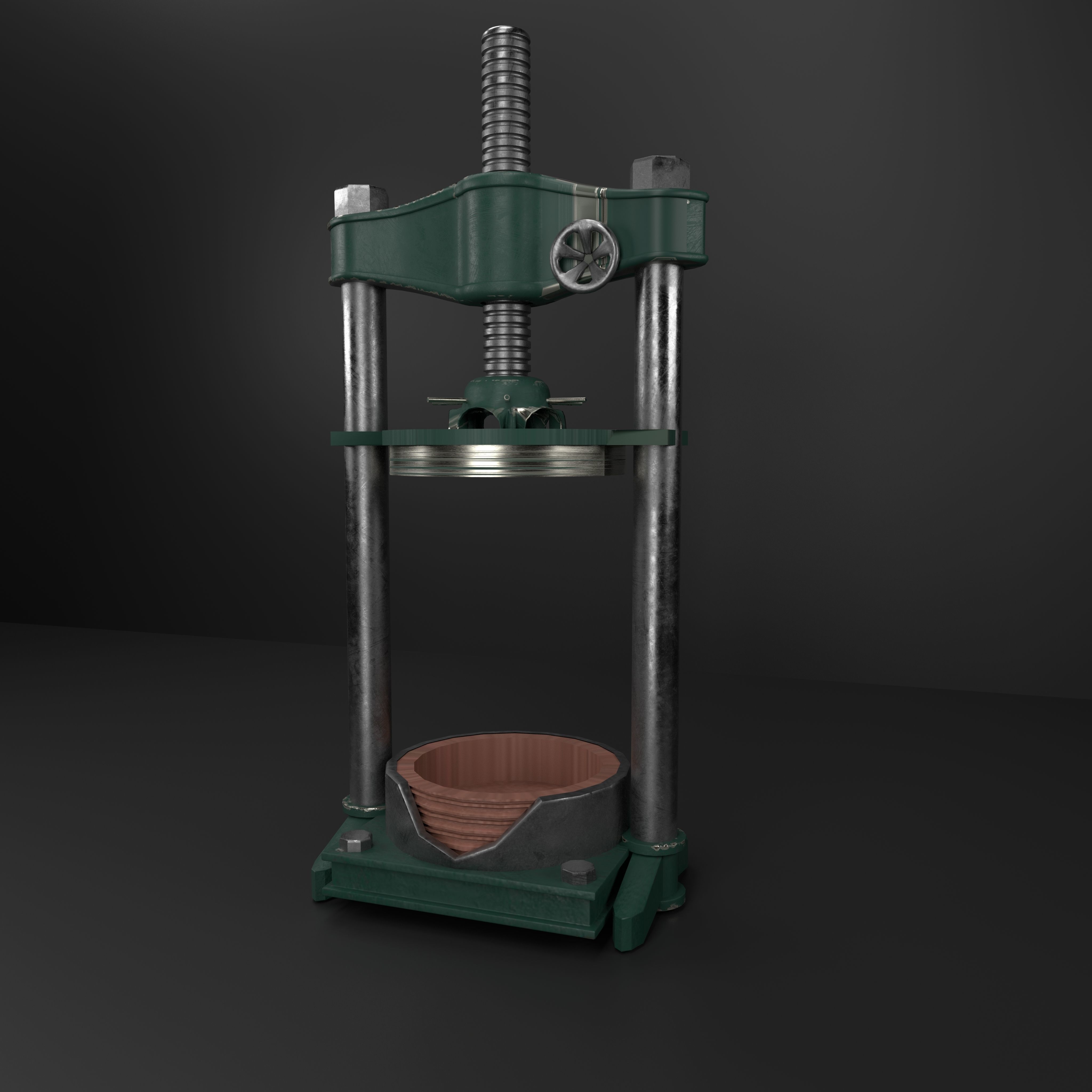 hydraulic press Low-poly 3D model_4
