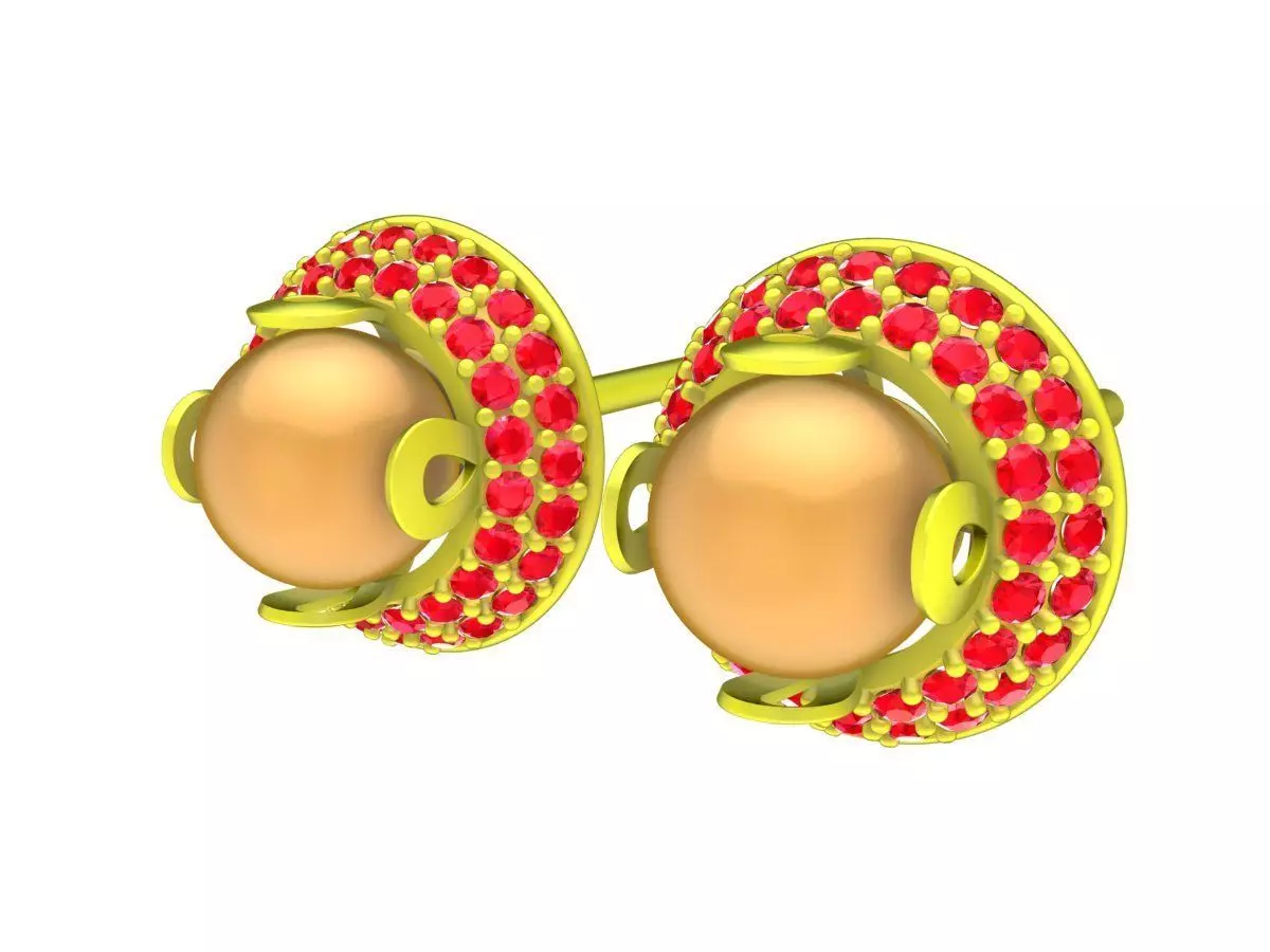 Luxury Pearl Halo Stud Earrings 3D Model 5879 3D print model