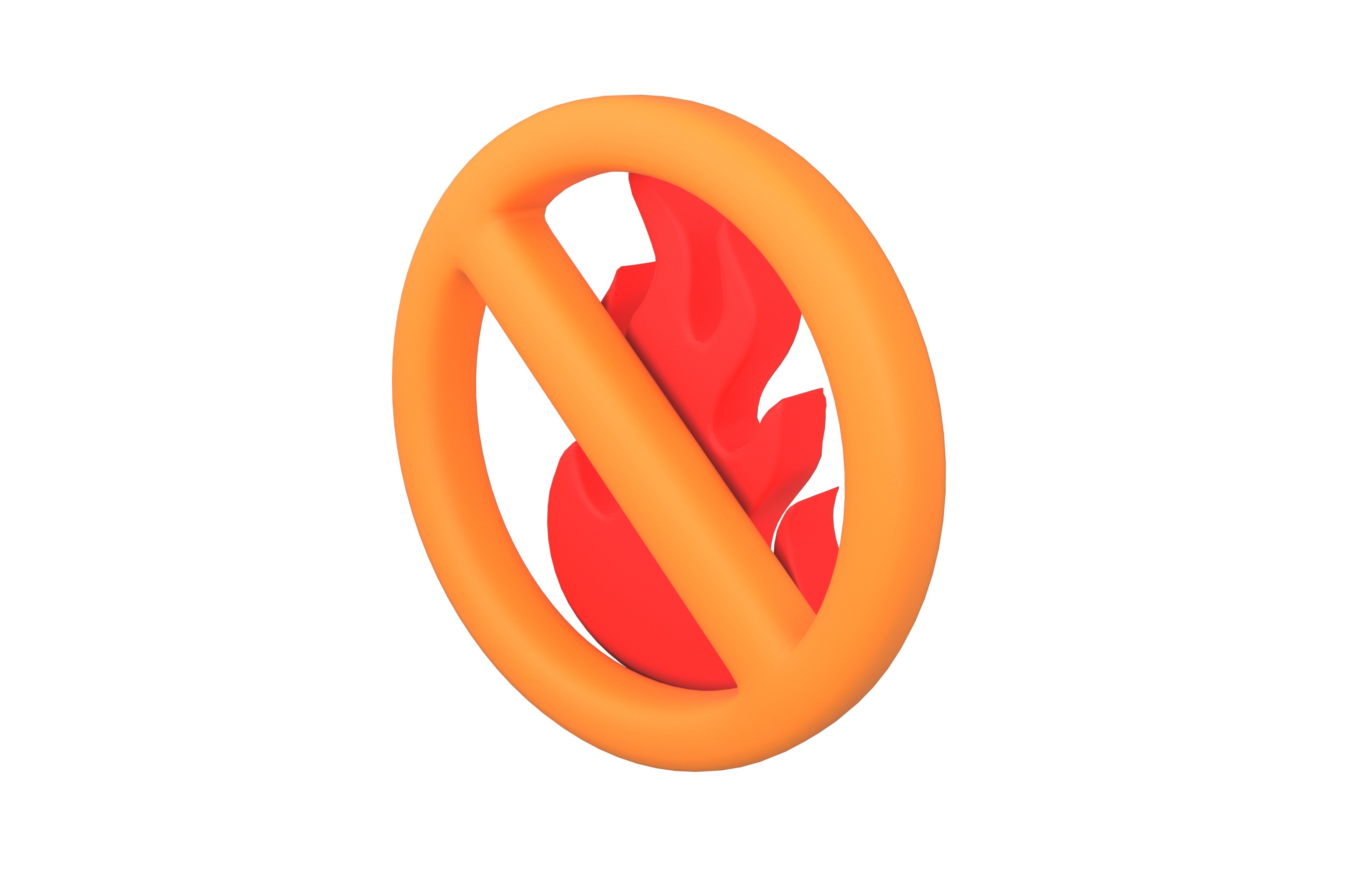 No Fire Icon V1 007 Low-poly 3D model_2
