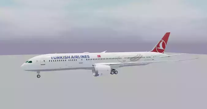 Turkish Airlines Boeing 787-9 dreamliner Low-poly 3D model