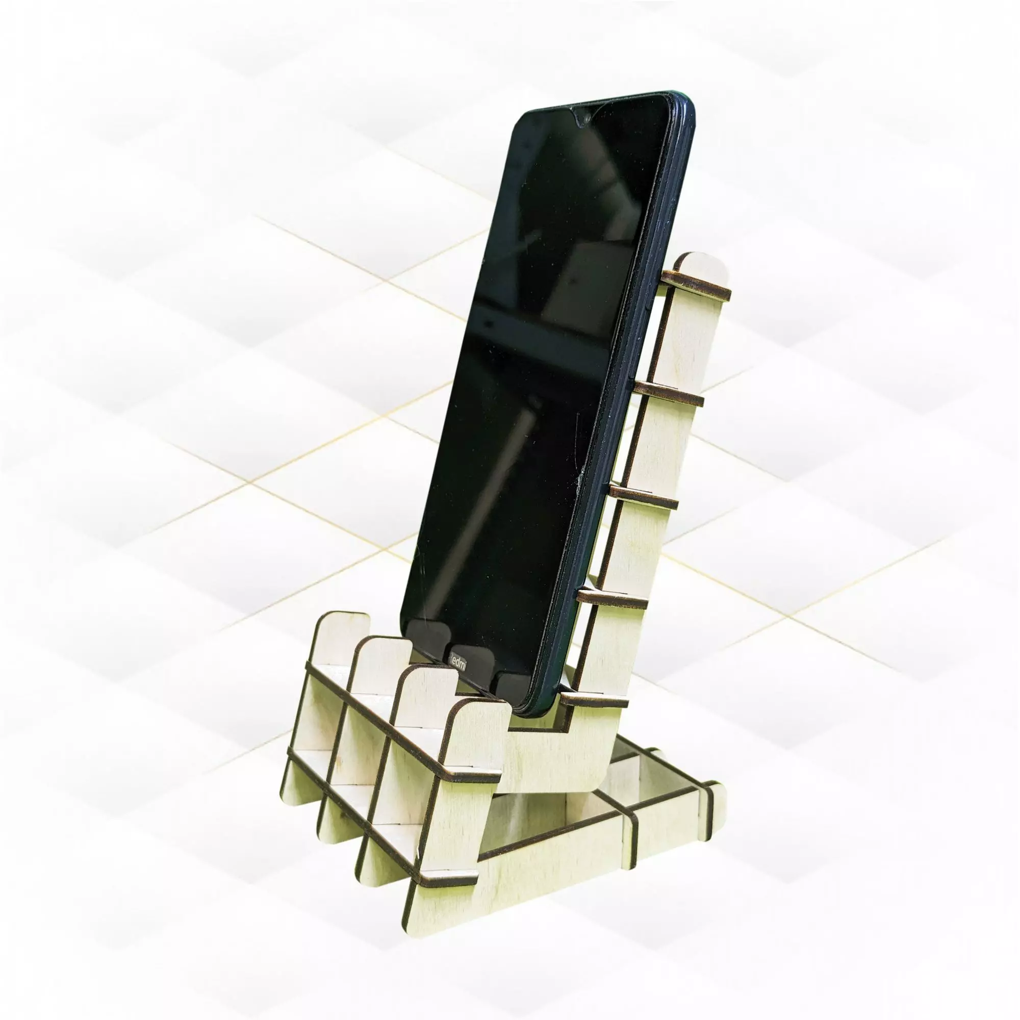 Stand holder for mobile unique design for laser cut 3D print model_0