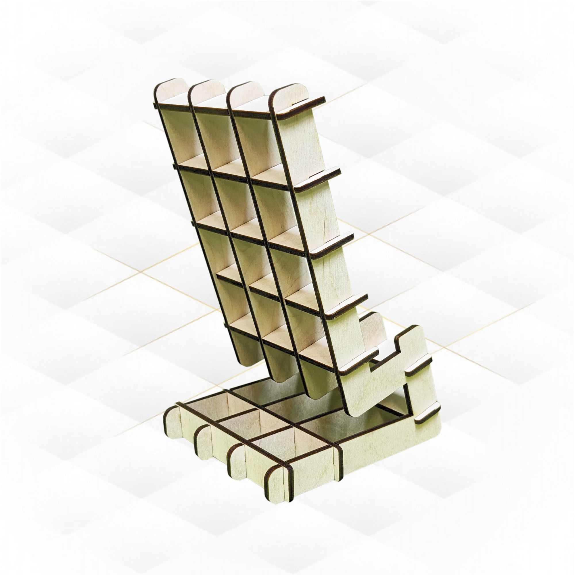 Stand holder for mobile unique design for laser cut 3D print model_3