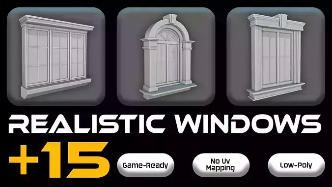 15 Realistic Windows  GameReady And Lowpoly